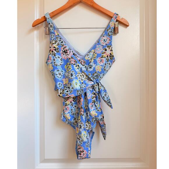 Tanya Taylor Kelly Wrap One Piece Swim Small Beach Floral Vacation - Picture 2 of 5
